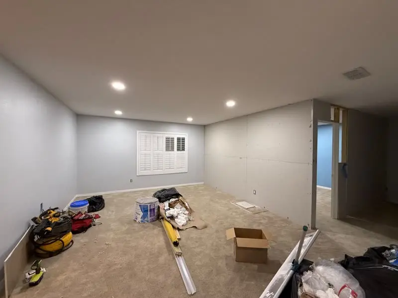 Empty room prepared for renovation work